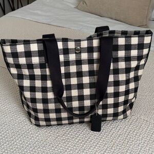 Coach Stylish Black and White Checkered Tote Bag